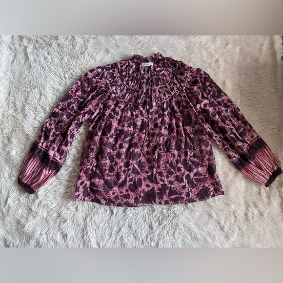 Ulla Johnson Yulia Silk Blend Blouse Top in Bordeaux Metallic Size 6 - Picture 3 of 13